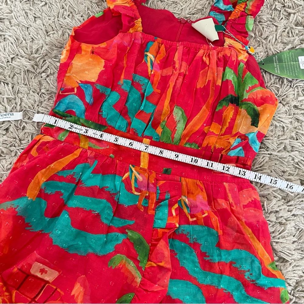 NWT Farm Rio Ipanema Red Tropical Ruffle Midi Dress - Picture 5 of 6